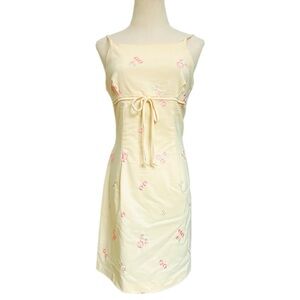 Vintage 90’s City Triangles Butter Yellow Dainty Floral Mini Dress
